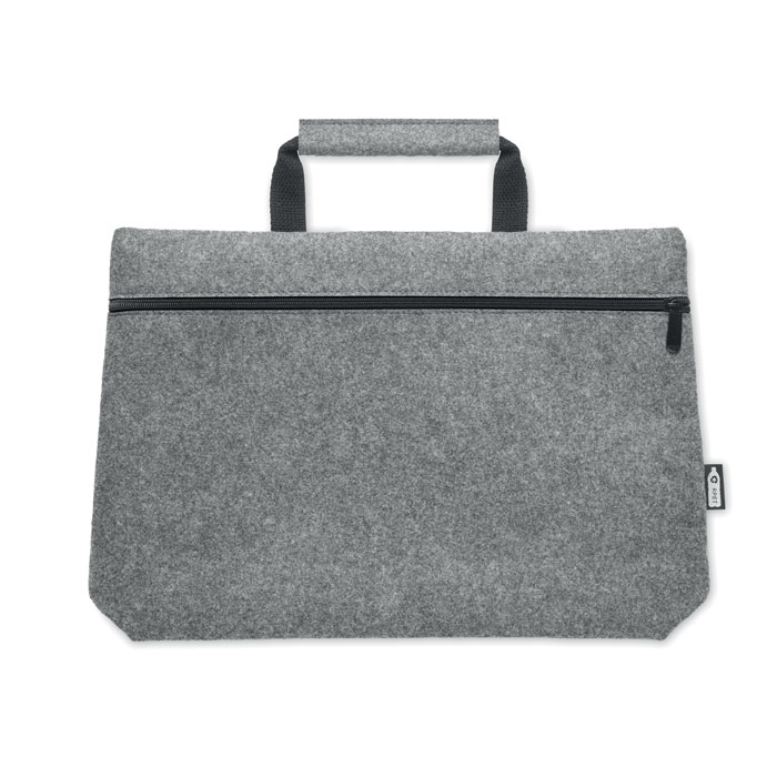 RPET felt zippered laptop bag Grigio item picture side