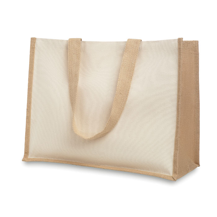 Jute and canvas shopping bag Beige item picture back