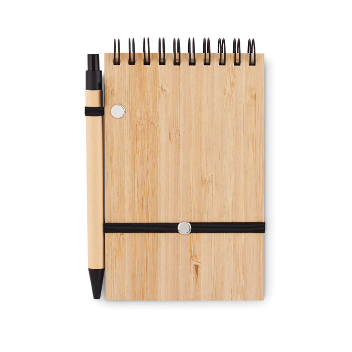 Set quaderno A6 in bamboo black item picture back