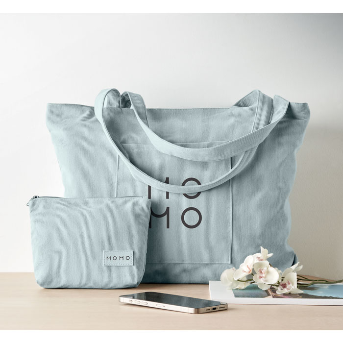 Shopper grande in velluto Blu Bambino item picture printed