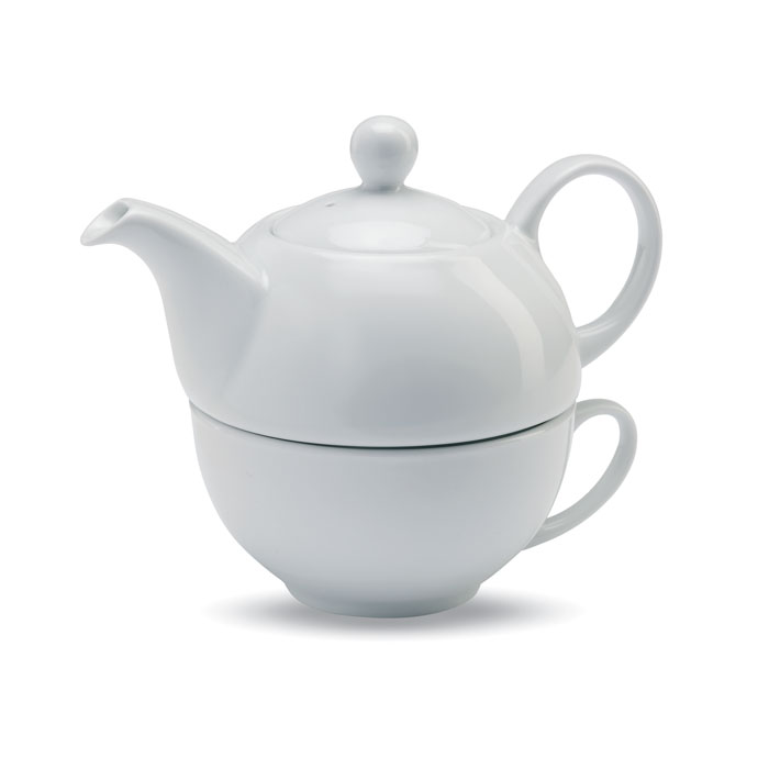 Set tè teiera e tazza white item picture front
