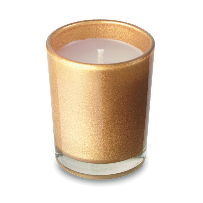 Scented candle in glass gold item picture side