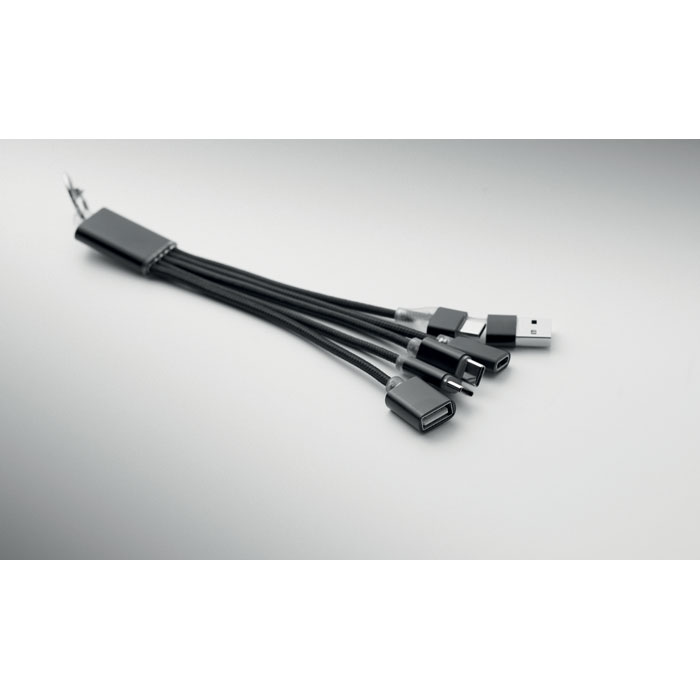 3-in-1 charging cable keyring Nero item detail picture