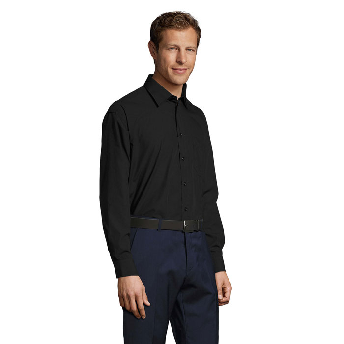 BALTIMORE POPLIN MEN SHIRT Nero item picture side