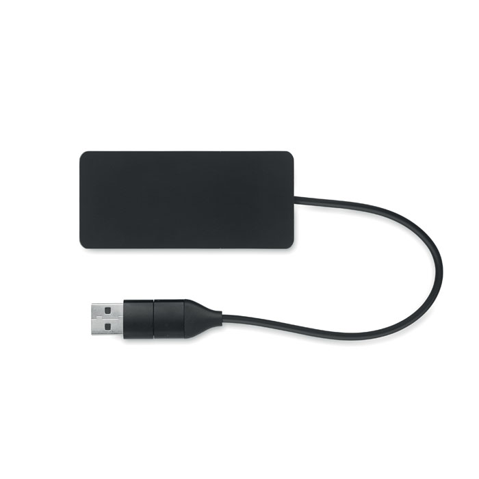 3 port USB hub with 20cm cable Nero item picture back