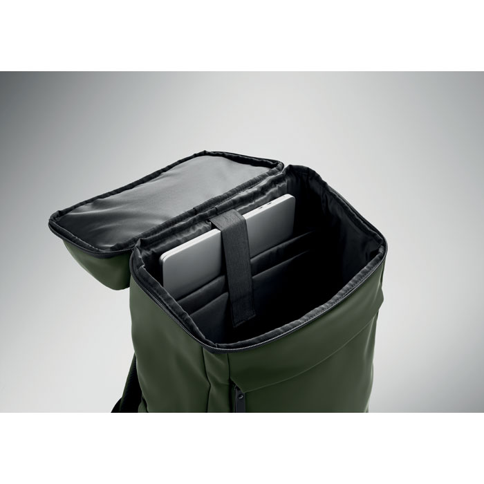 15" PU laptop backpack Verde Scuro item picture open