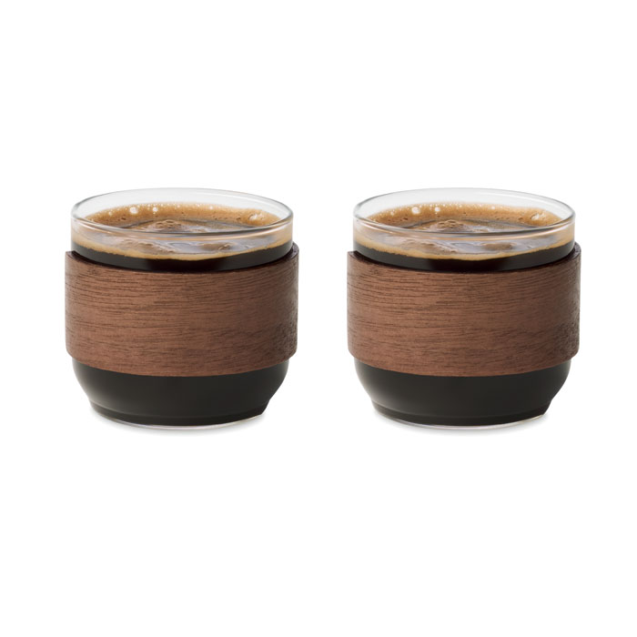 Coffee glass set walnut grip Legno item picture back