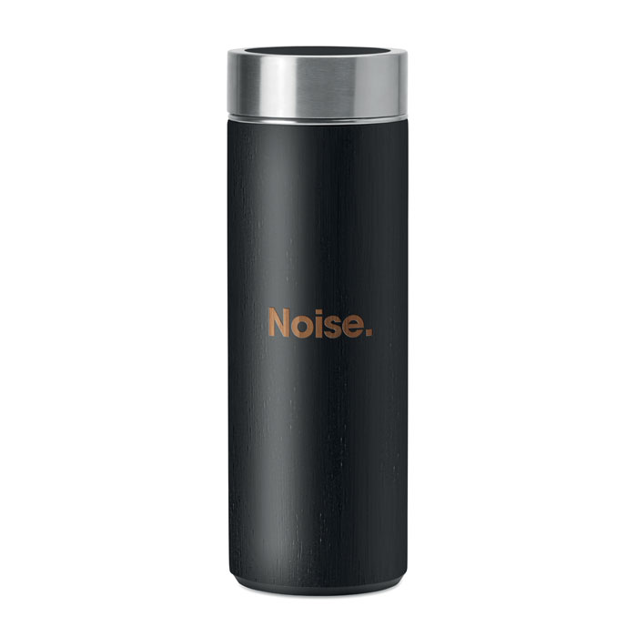 Double wall bamboo flask 400ml Nero item picture printed
