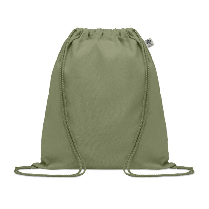 Borsa con coulisse in cotone or Verde item picture front