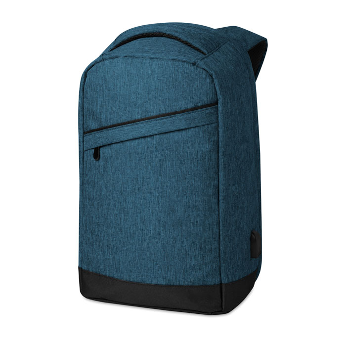 2 tone backpack incl USB plug Blu item picture open