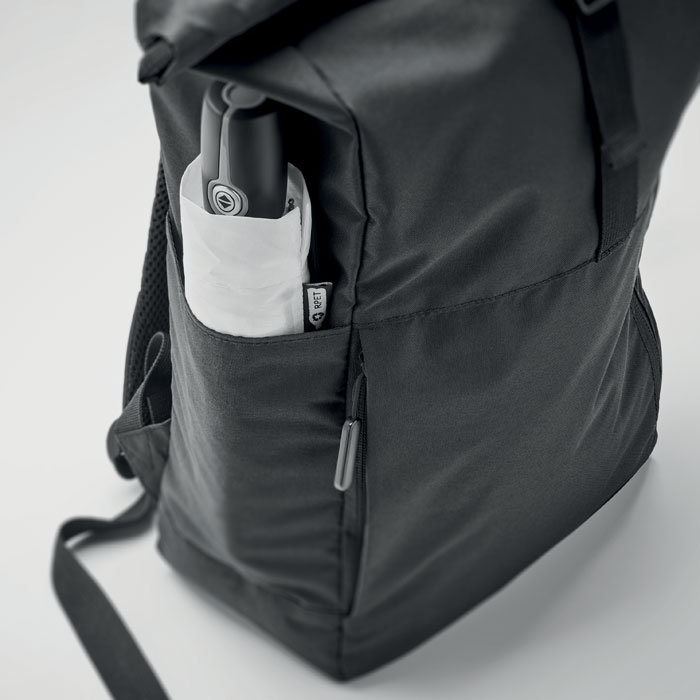 300D RPET rolltop backpack Nero item detail picture