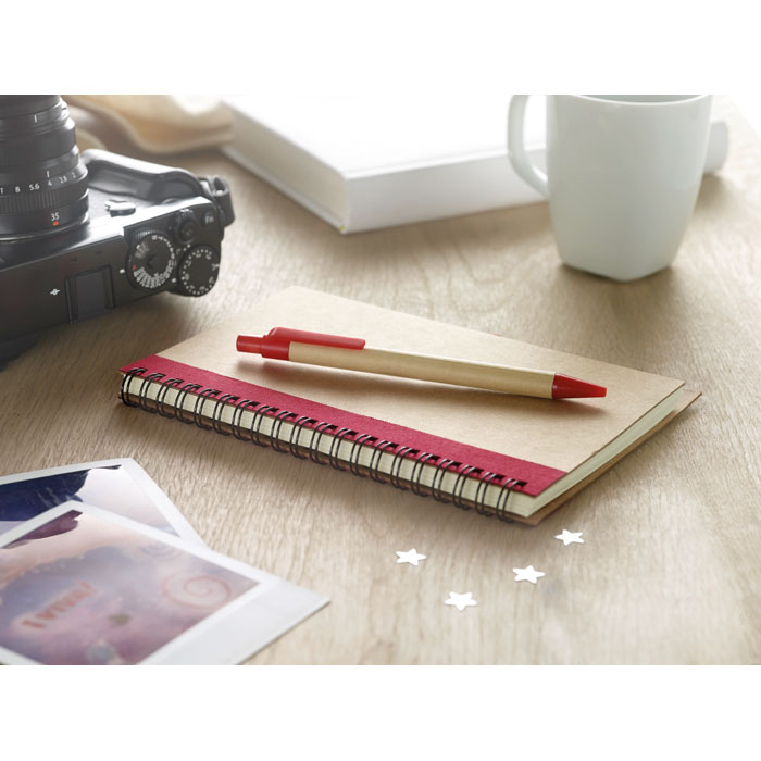 B6 recycled notebook with pen Rosso item ambiant picture