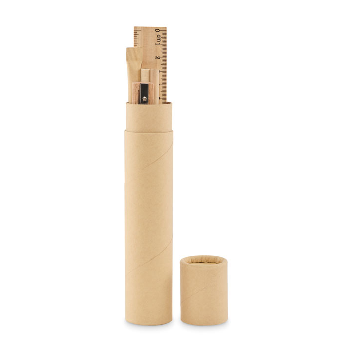 Paper tube stationery set Beige item picture back