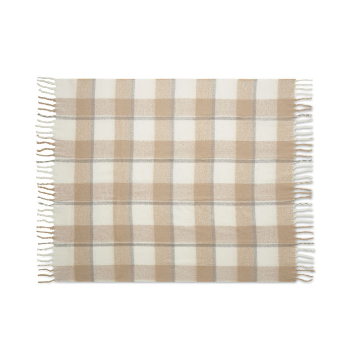 Chequered mohair blanket Beige item picture side