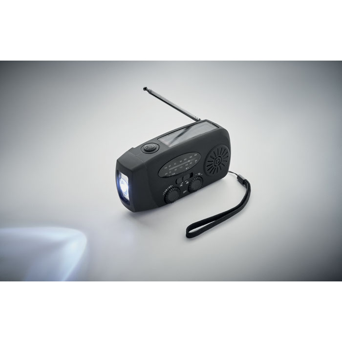 Radio portatile con torcia LED Nero item detail picture