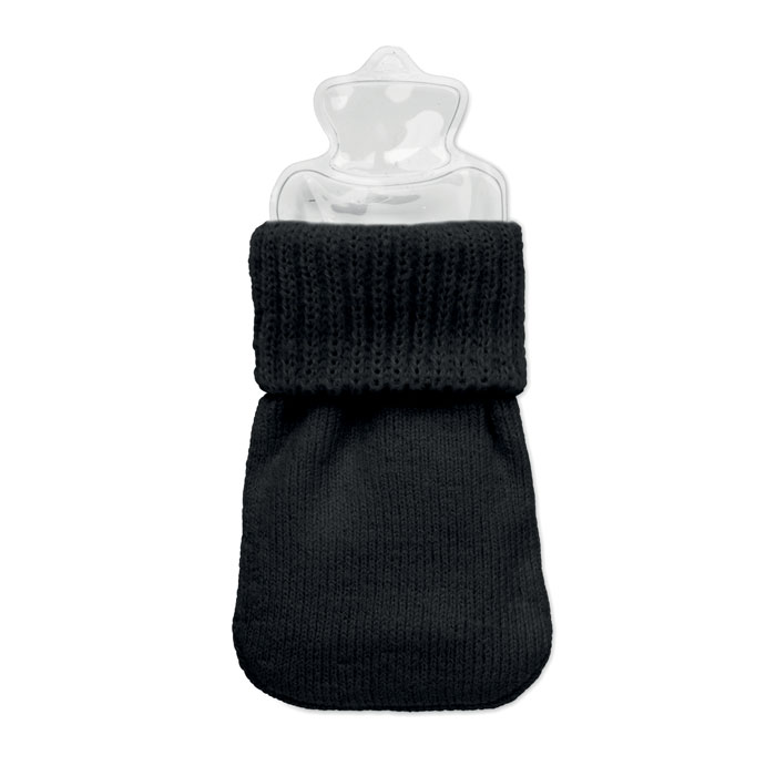 Hand warmer knitted polyester Nero item picture open