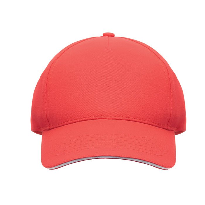 5 panel baseball cap 180 gr Bianco/Rosso item picture side