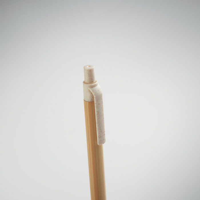 Push button ball pen in bamboo Beige item detail picture