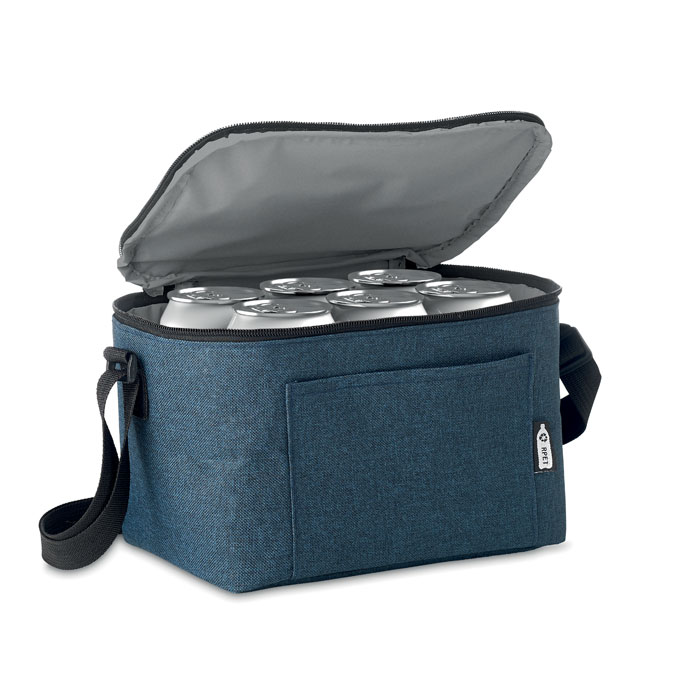 600D RPET Cooler bag for cans Blu item picture open