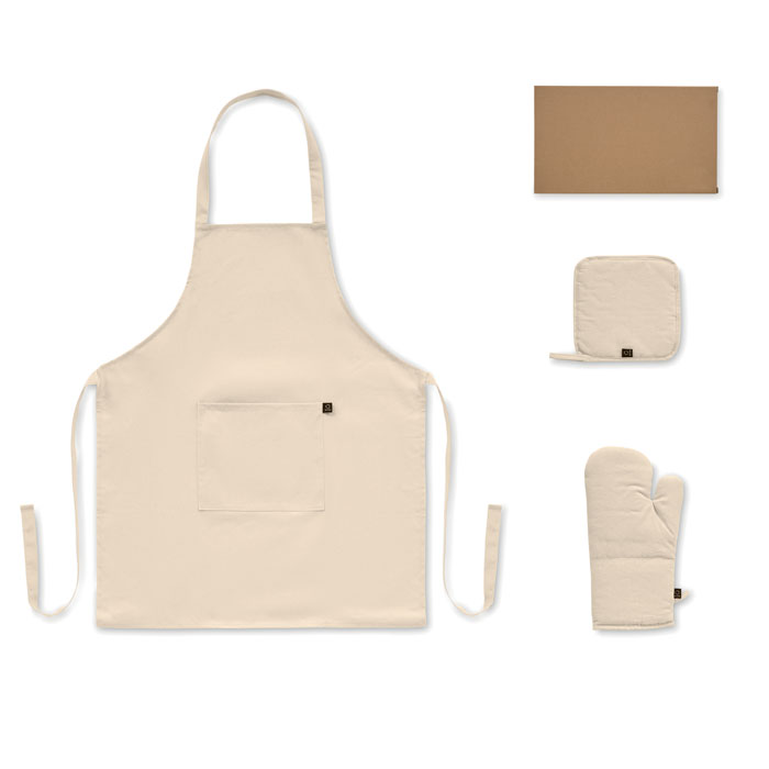 Set cucina in cotone riciclato Beige item picture top