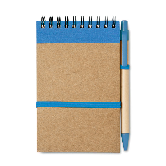 A6 recycled notepad with pen Blu item picture back