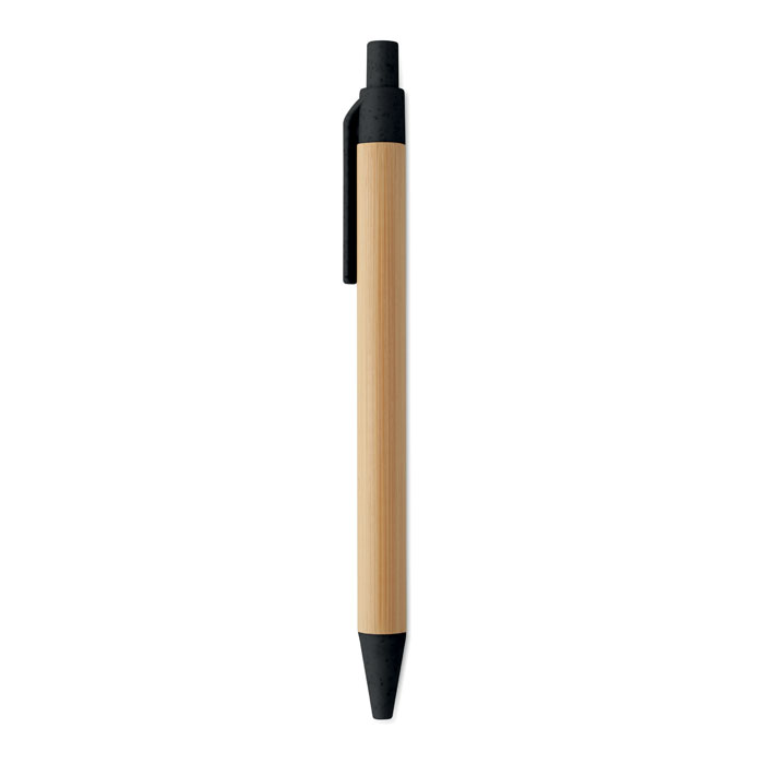 Push button ball pen in bamboo Nero item picture 2