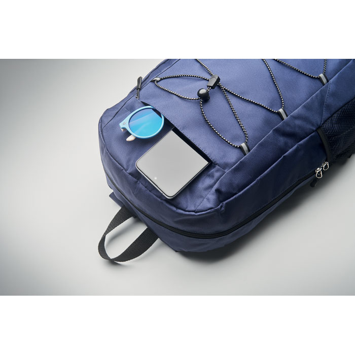 600D RPET polyester backpack Blu item detail picture