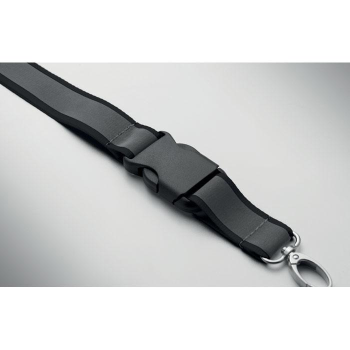 Lanyard RPET riflettente Nero item picture 5