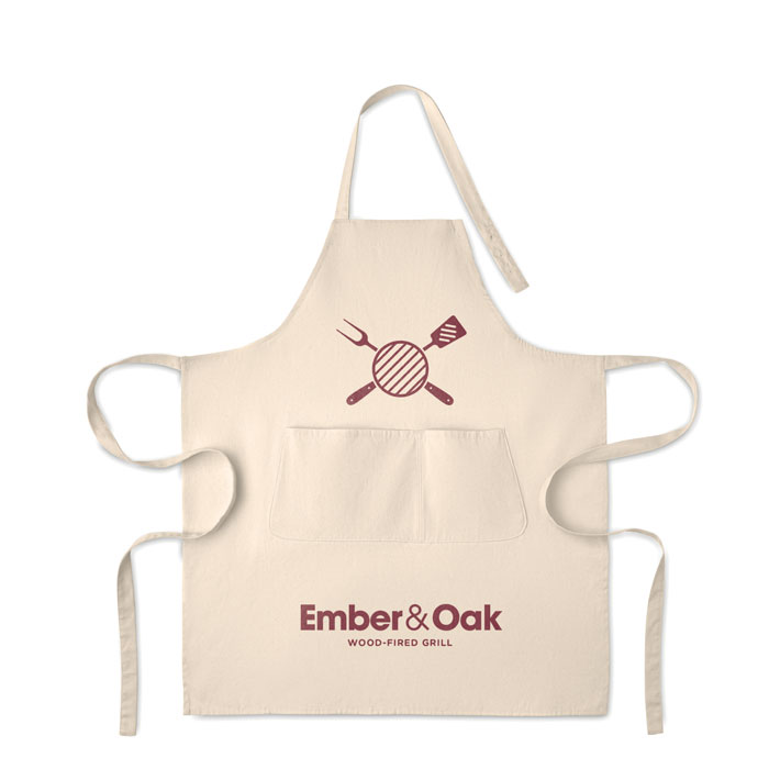 Organic cotton apron 240 gr/m² Beige item picture printed