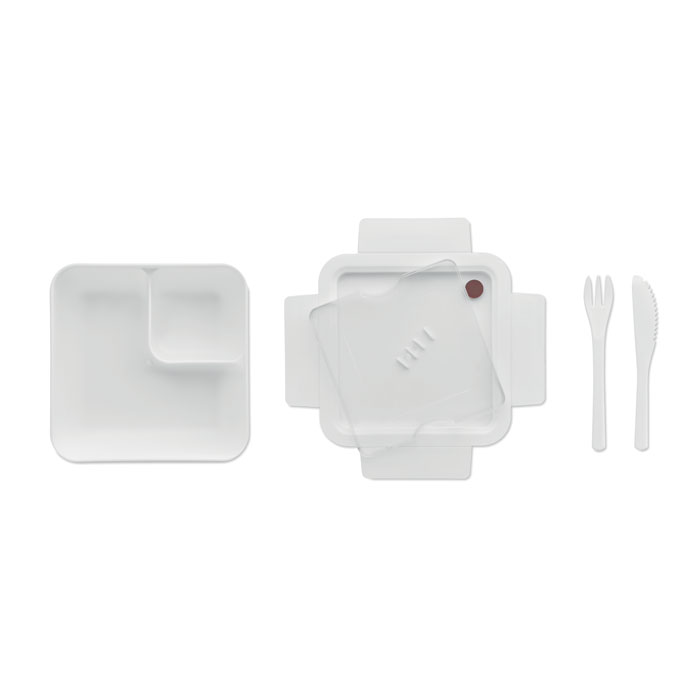 Lunch box with cutlery 600ml Bianco item picture back