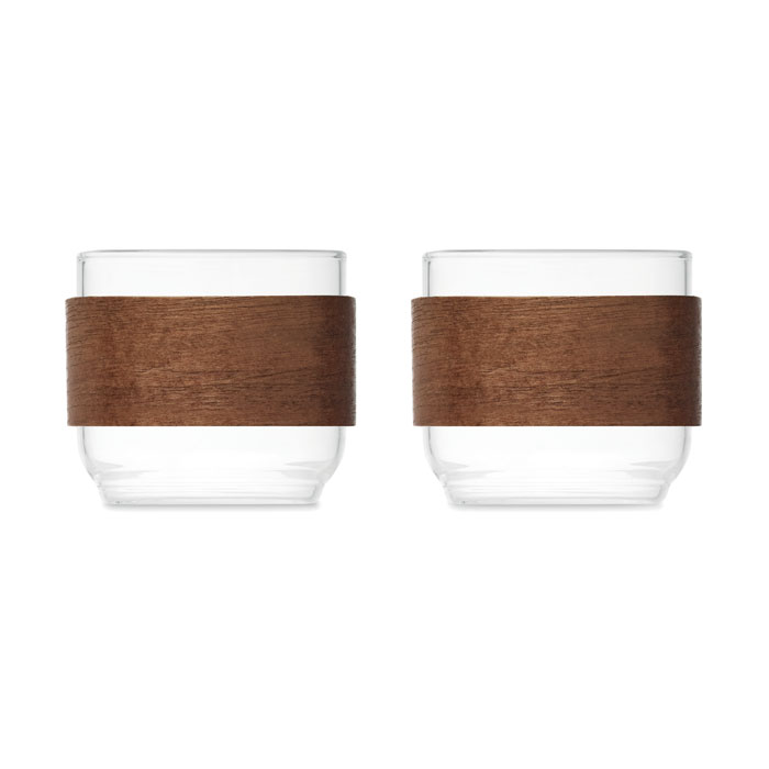 Coffee glass set walnut grip Legno item picture open