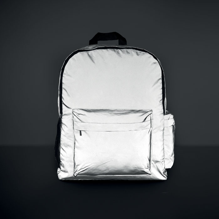 High reflective backpack 190T Argento Opaco item ambiant picture