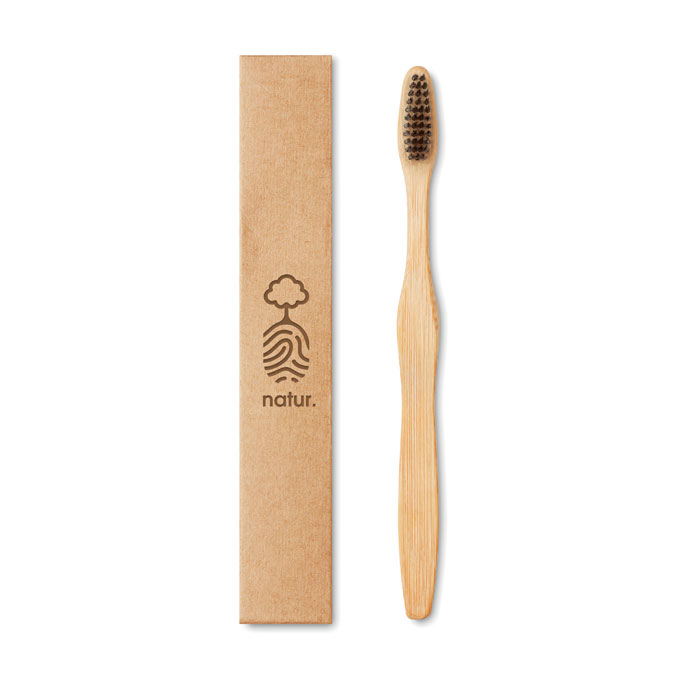 Bamboo toothbrush in Kraft box Nero item picture printed