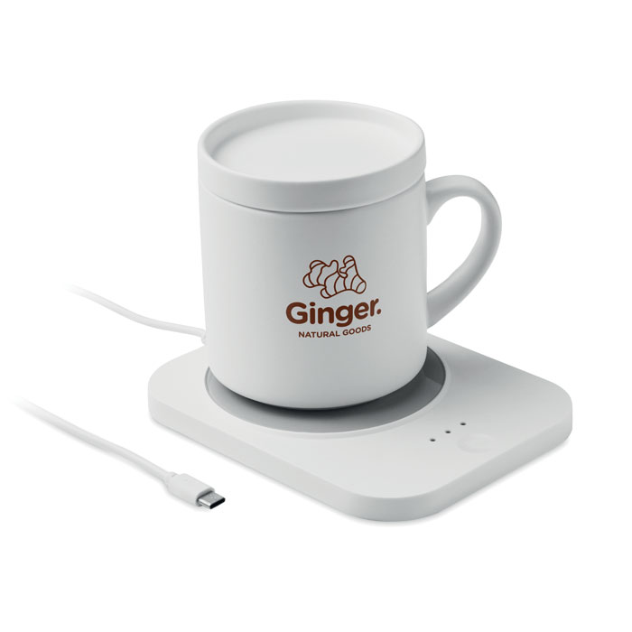 Wireless charger mug warmer set Bianco item picture printed