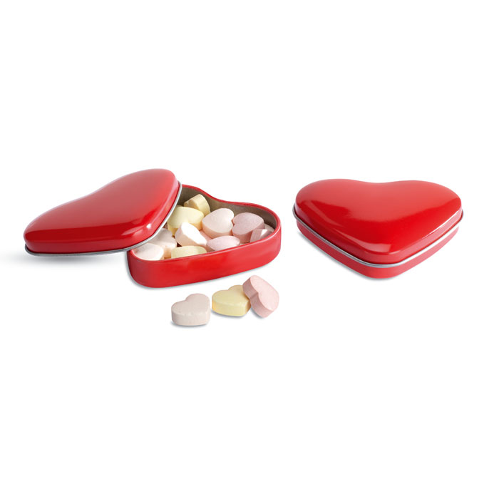 Heart tin box with candies Rosso item picture back
