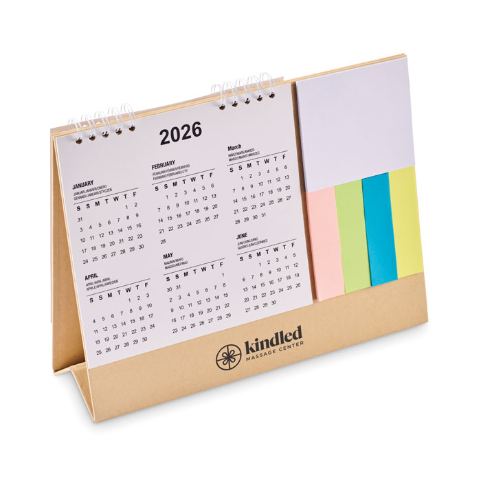 Desk calendar with memo pad Beige item picture printed