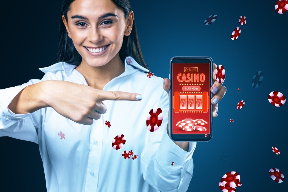 Online,Casino,And,Gaming,,Gambling,On,Device,Concept.,Cheerful,Caucasian