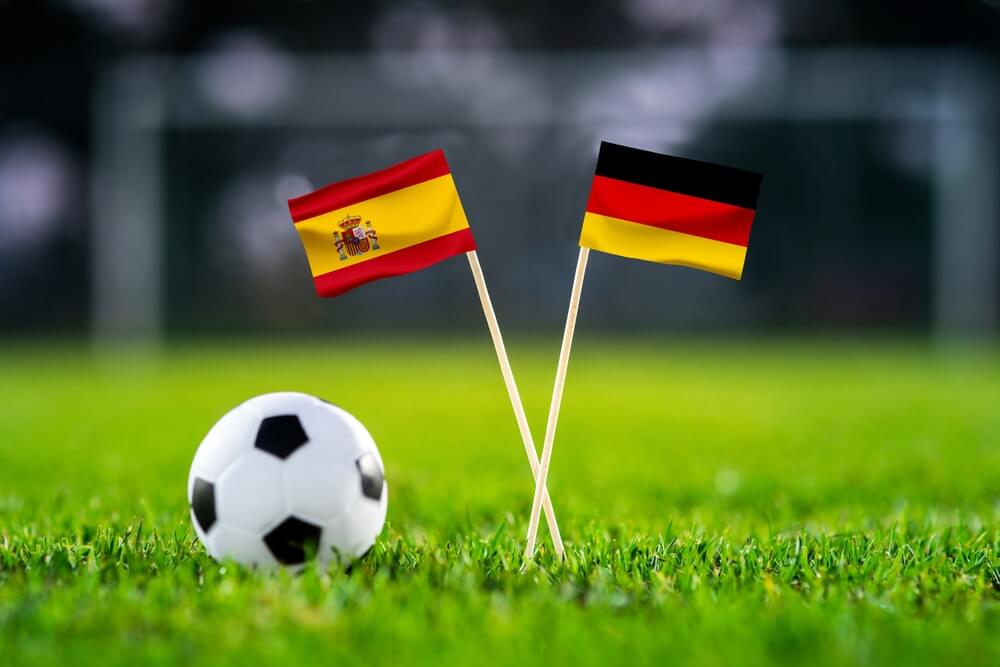 October,2022:,Spain,Vs.,Germany,,Al,Bayt,,Football,Match,Wallpaper,