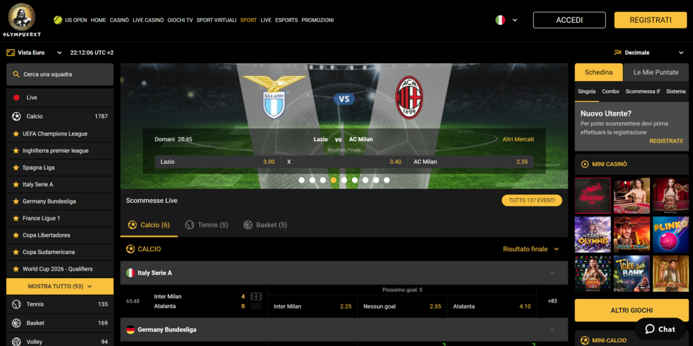 Recensione,Completa,Olympusbet,Screenshot,Pagina,Sport,Dal,Sito,Ufficiale