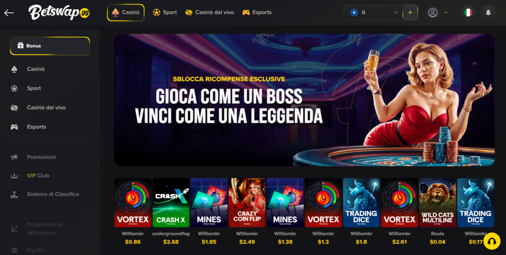 Recensione,Betswap,Screenshot,Dal,Sito,Area,Casino