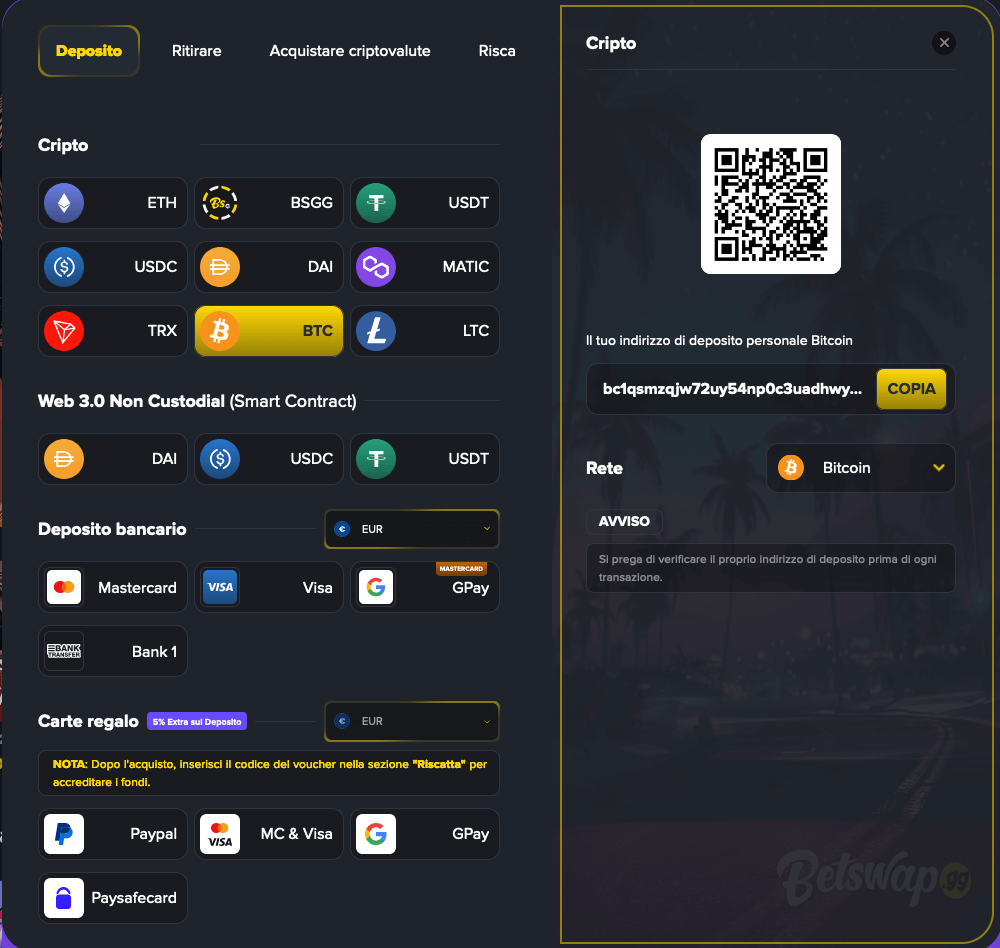 betswap deposito crypto casino