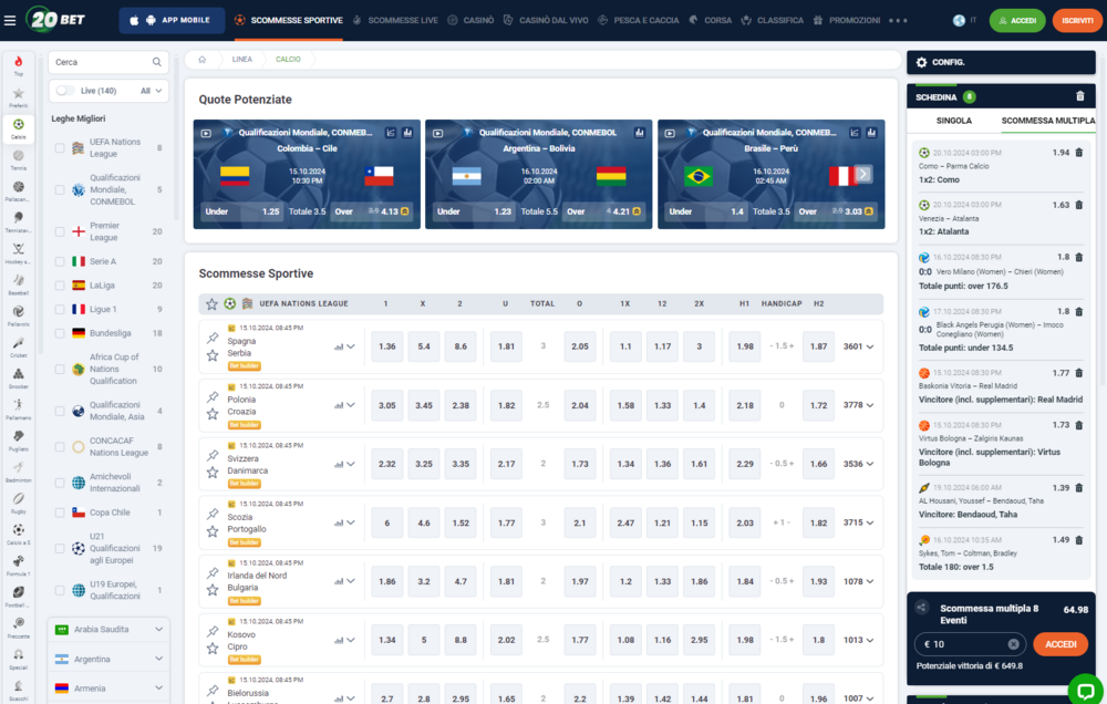 Screenshot,Dal,Sito,20Bet,Scommesse,Multiple,Vari,Sport,Calcio,Serie,A,Pallavolo,Serie,A,Femminile,Basket,Eurolega,MMA,Freccette