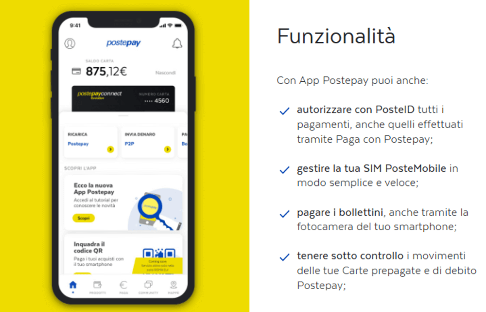 Funzionalità,App,Postepay,Screenshot,Della,Descrizione,Dal,Sito,Ufficiale,Poste,Italiane