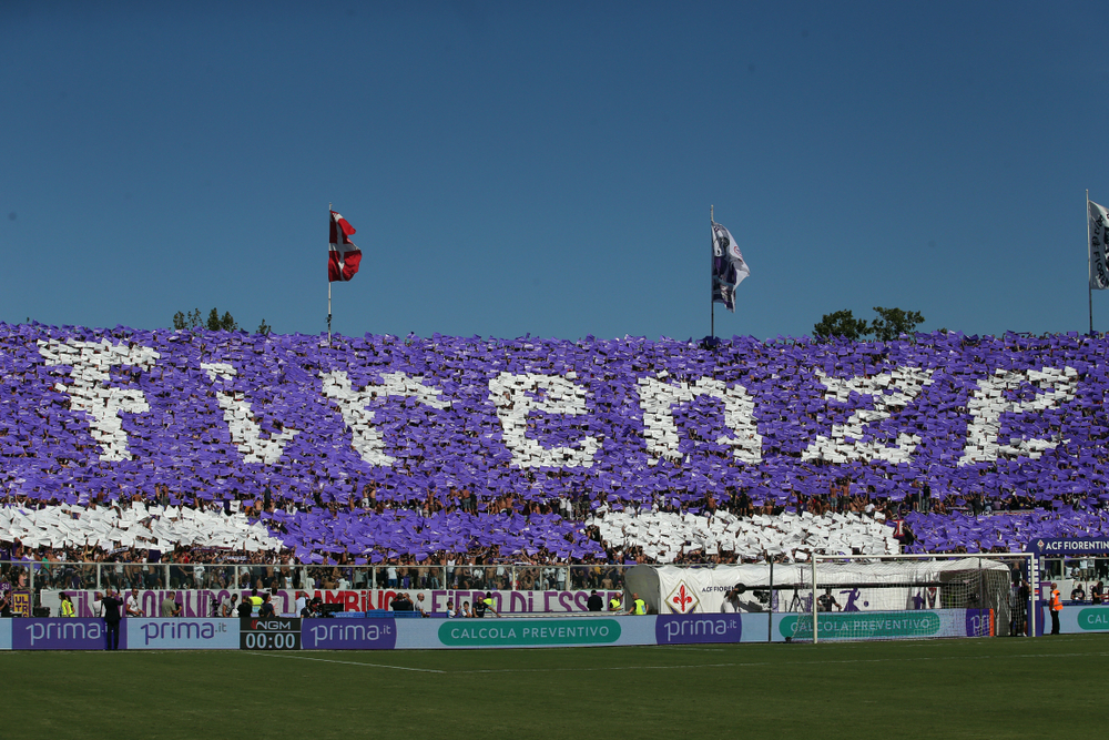 Florence,,Italy, ,September,14,2019:,Choreography,Of,The,Fiorentina,Fans