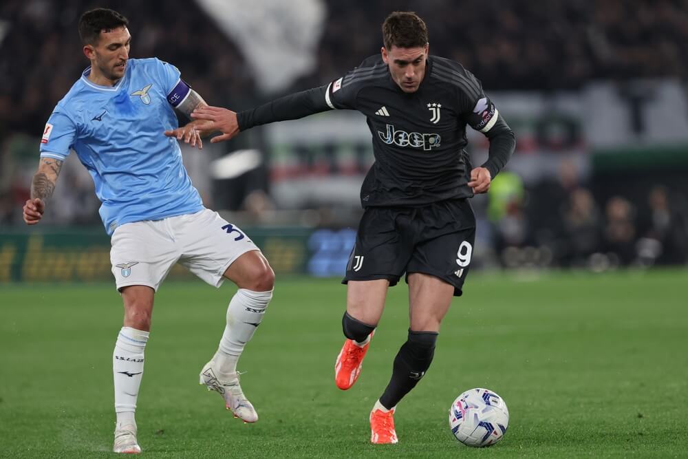 Rome,,Italy,23.04.2024:,Danilo,Cataldi,Of,Lazio,,,Dusan,Vlahovic.Lazio-Juventus