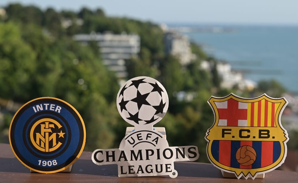 August,26,,2022,,Sochi,,Russia.,Emblems,Of,The,Football,Clubs,Inter-Barcellona