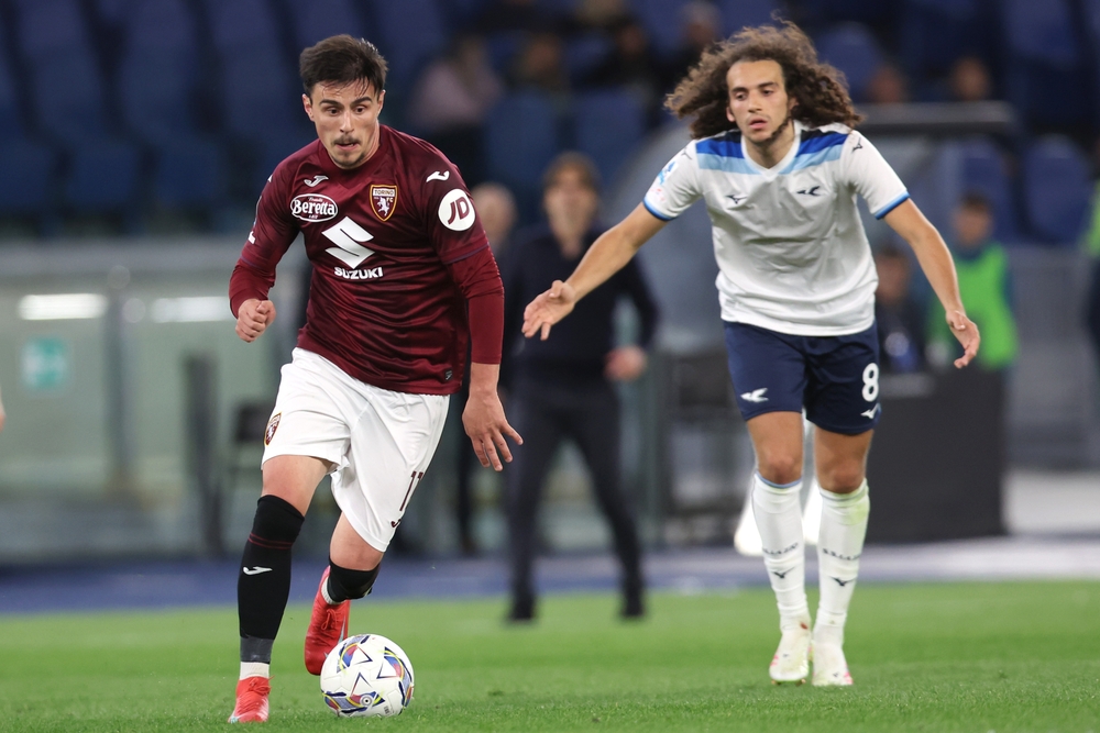 Rome,,Italy,31.03.2025,:,Matteo,Guendouzi,Of,Lazio,,Eljif,Elmas,Torino-Roma,Lazio