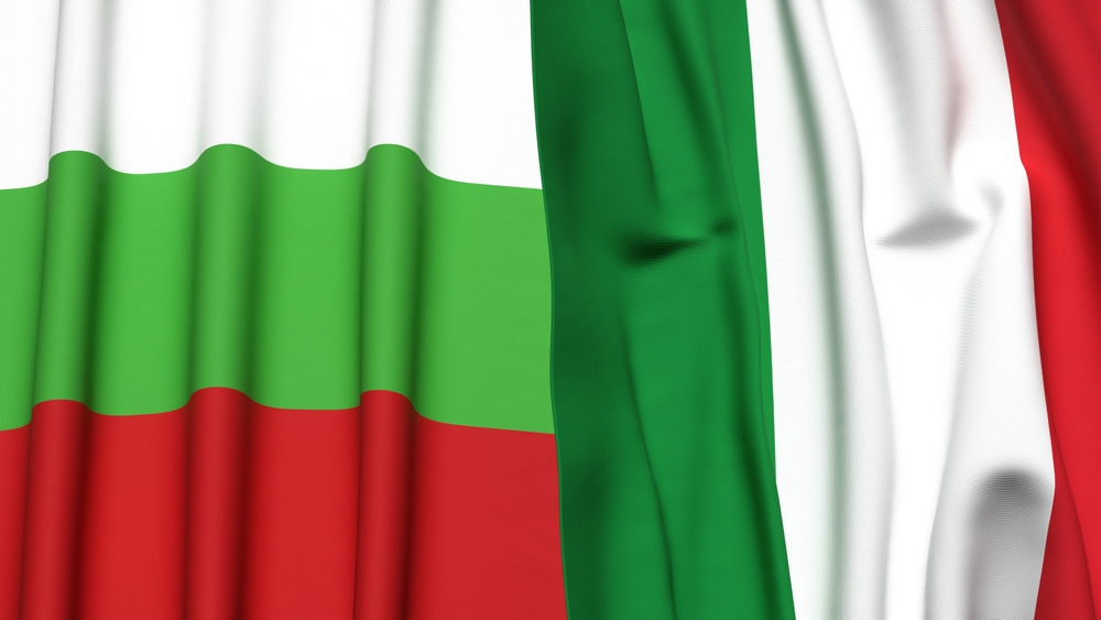 Flags,Of,Bulgaria,And,Italy,With,Realistic,Cloth,Texture,Bulgaria-Italia 