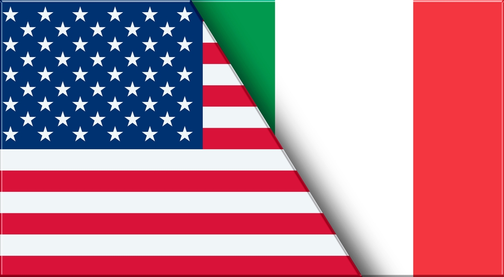 Double,Flag,Of,Usa,And,Italy.,United,States,And,Italian,Stati Uniti-Italia