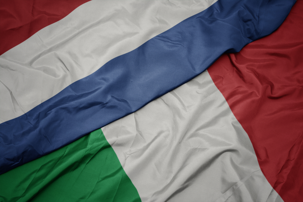 Waving,Colorful,Flag,Of,Italy,And,National,Flag,Of,Netherlands,Olanda-Italia